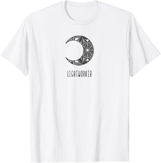 Lightworker energy healer new age mandala moon spiritual T-Shirt - T-Shirt | White