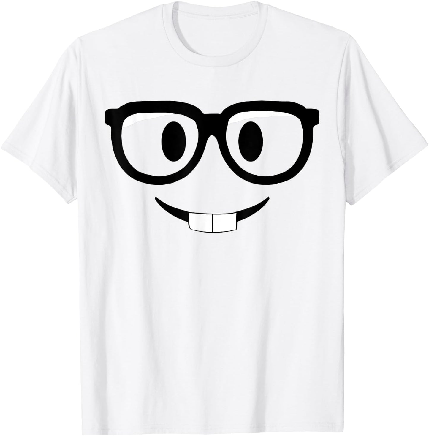 Nerd Emoticon With Glasses T-Shirt - T-Shirt | White