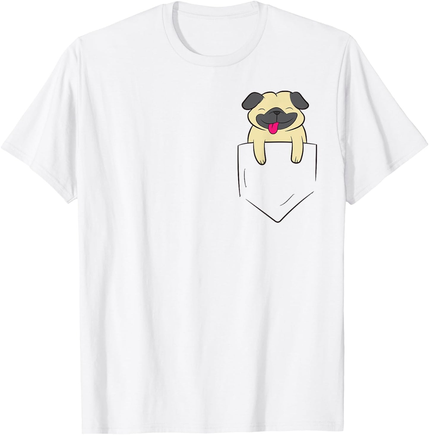 Pug Dog In Pocket Cute Pocket Pug Dog T-Shirt - T-Shirt | White
