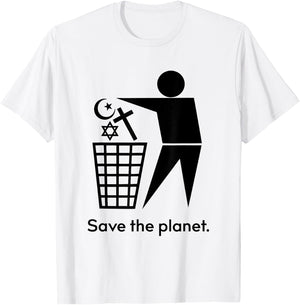 Save The Planet Trash Religion T-Shirt - T-Shirt | White