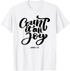 Great Christian 'Count it all Joy, James 1:2' - Bible Verse T-Shirt - T-Shirt | White