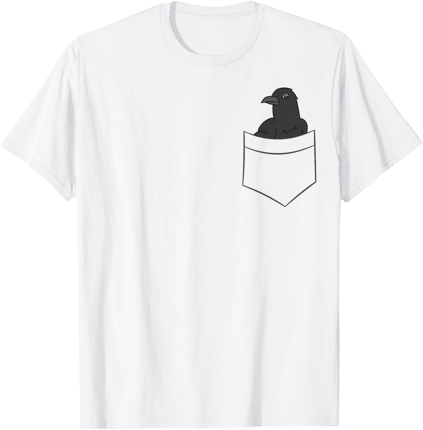 Cute Crow In A Pocket Funny Pocket Crows Raven In Pocket T-Shirt - T-Shirt | White