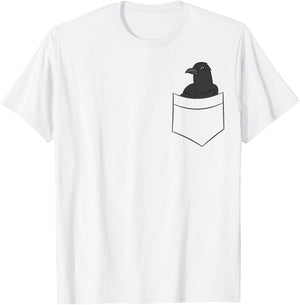 Cute Crow In A Pocket Funny Pocket Crows Raven In Pocket T-Shirt - T-Shirt | White