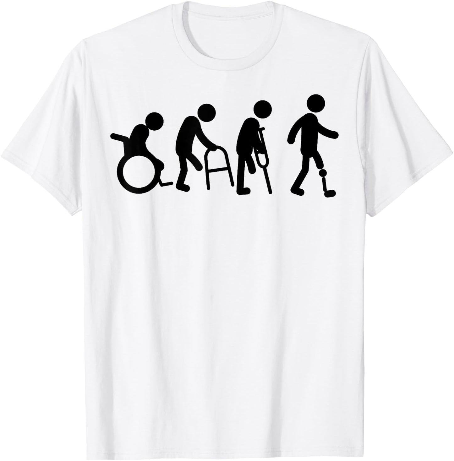 Funny Amputee Gift Prosthetic Evolution | Cute Disability T-Shirt - T-Shirt | White