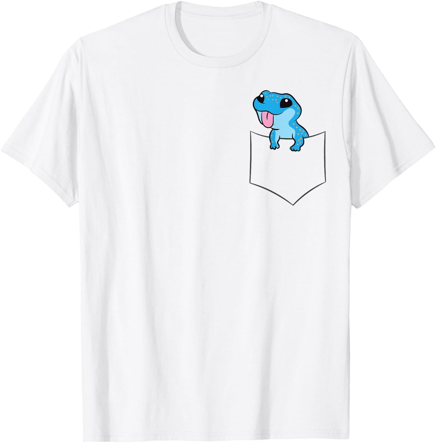 Cute Blue Gecko In A Pocket Lizard Reptile Pocket Blue Gecko T-Shirt - T-Shirt | White