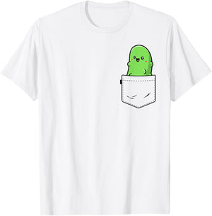 Pocket Pickle Funny Vegetable Cucumber Vegan T-Shirt - T-Shirt | White