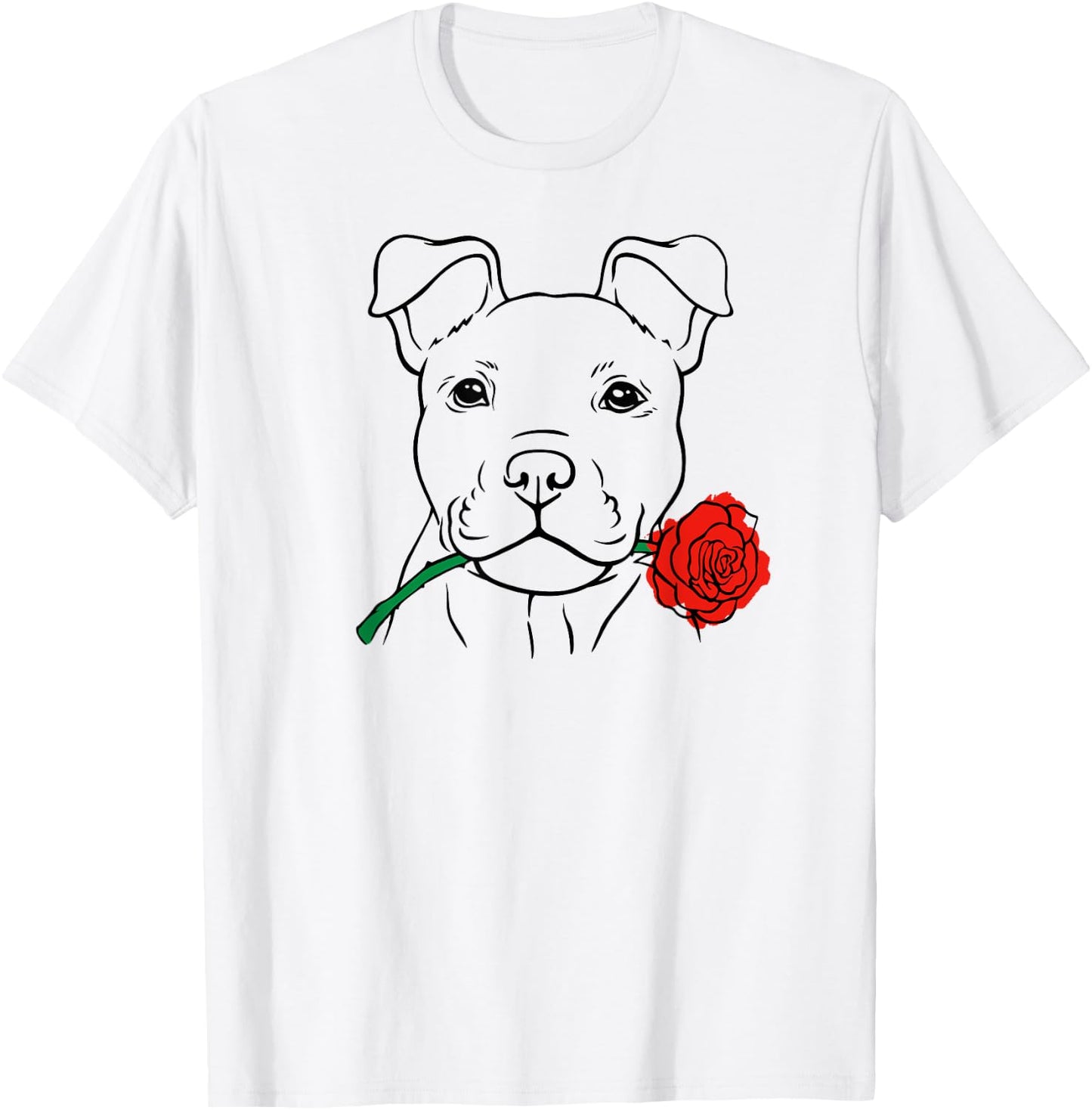 Cute Puppy Love with Rose - Dog Lover Christmas & Valentines T-Shirt - T-Shirt | White