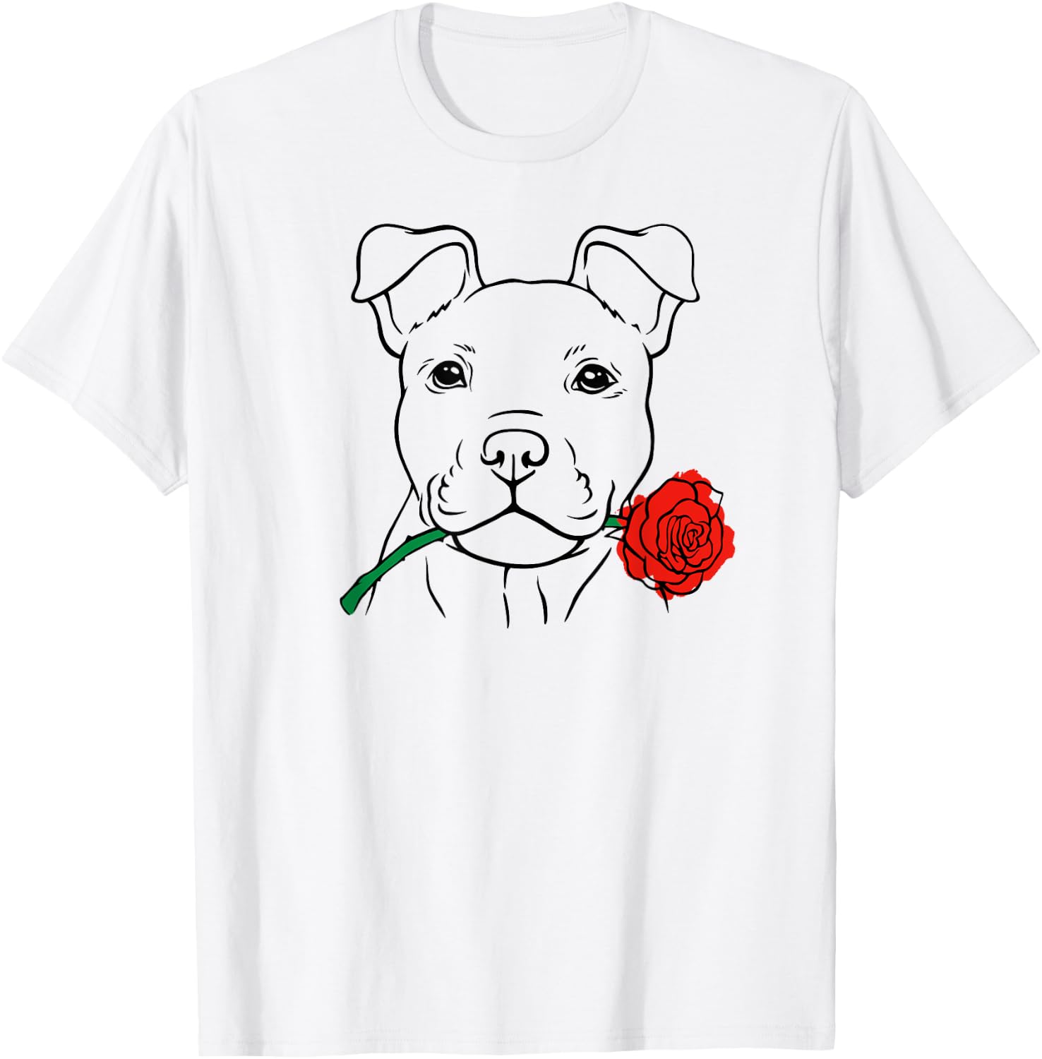 Cute Puppy Love with Rose - Dog Lover Christmas & Valentines T-Shirt - T-Shirt | White