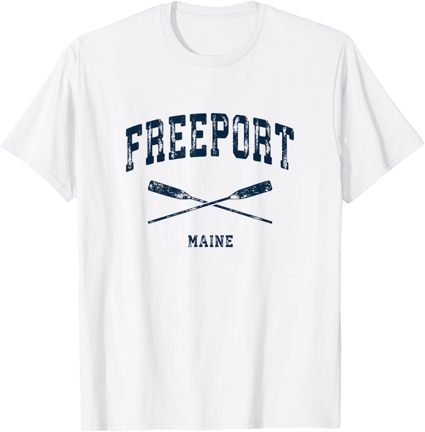Freeport Maine Vintage Nautical Crossed Oars Navy T-Shirt - T-Shirt | White