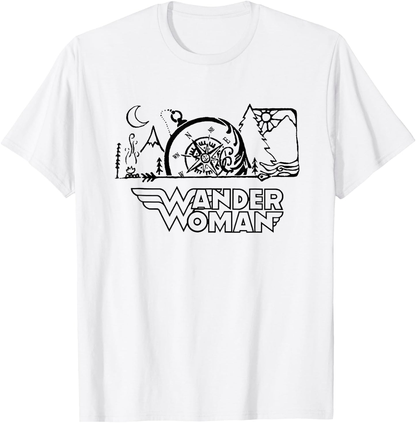 Wander Woman Compass Camping Hiking Mountain Outdoor Lover T-Shirt - T-Shirt | White