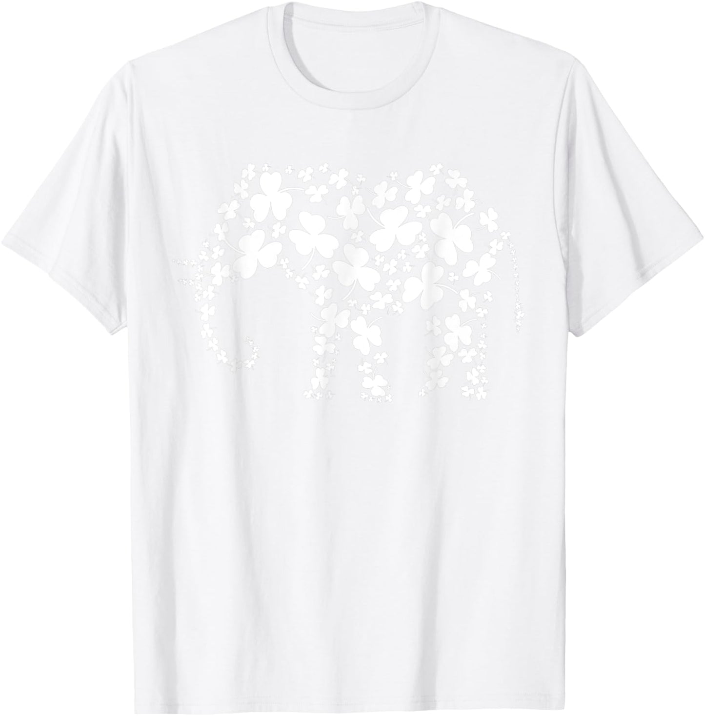 Elephant Irish Clover Shamrocks 4 Leaf St Patrick's Day T-Shirt - T-Shirt | White