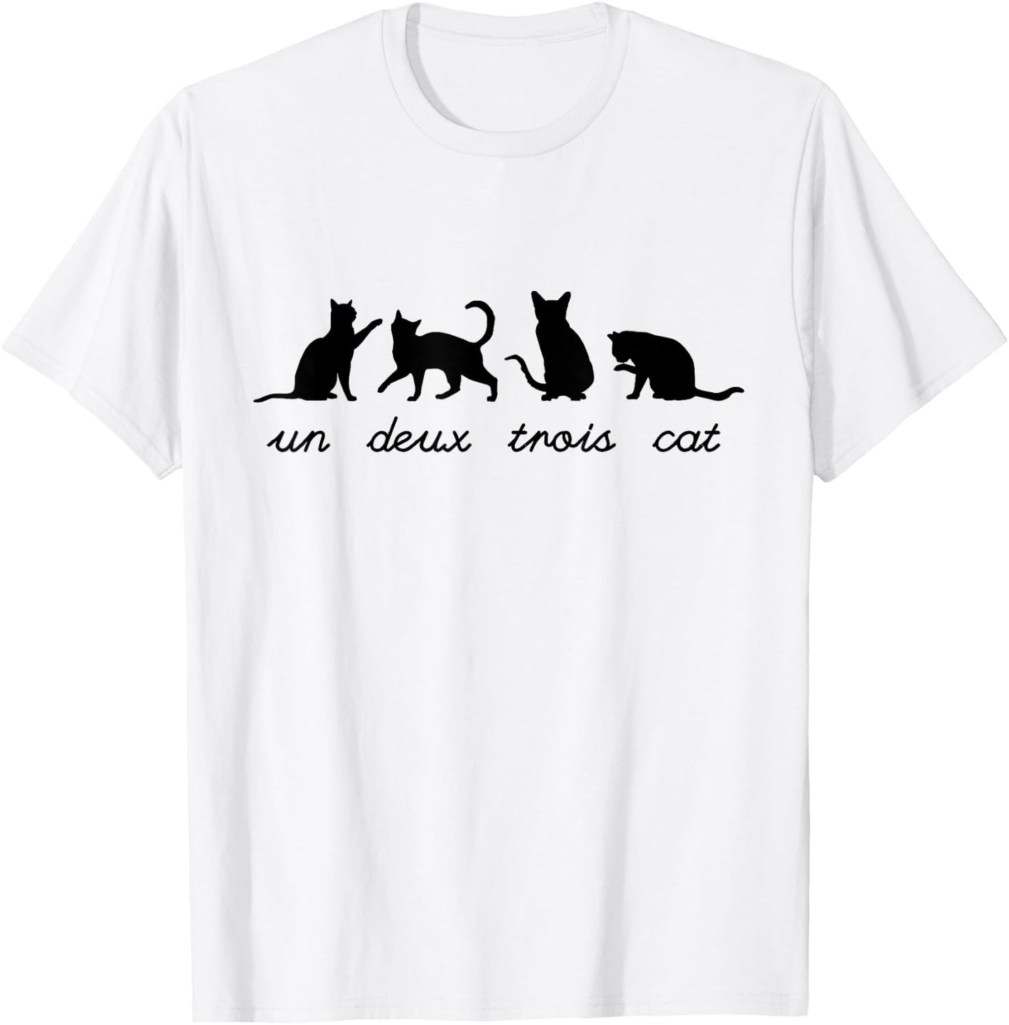 Un Deux Trois Cat Cute Funny French Teacher Pun Cat Lovers Women Girls Kids T-Shirt - T-Shirt | White