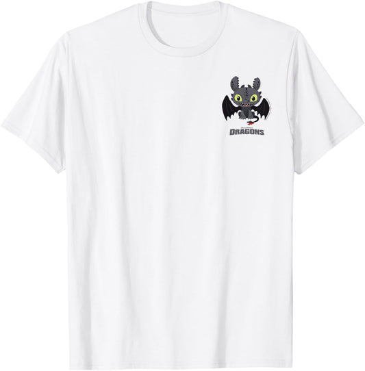 How to Train Your Dragon Toothless Chibi Pocket Logo T-Shirt - T-Shirt | White