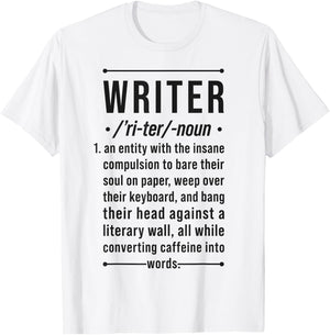 Writer Funny Noun Definition Book Author Novelist Poet Gifts T-Shirt - T-Shirt | White