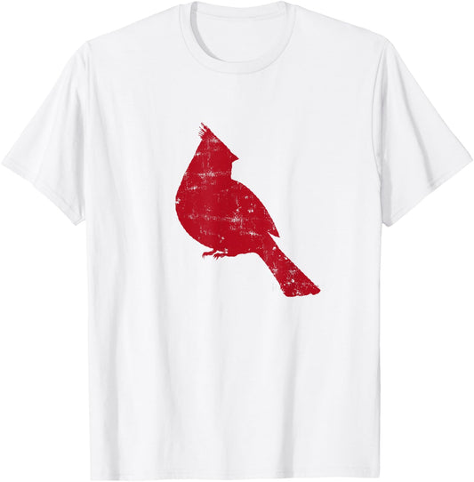 Bright Red Cardinal Bird Silhouette T-Shirt - T-Shirt | White