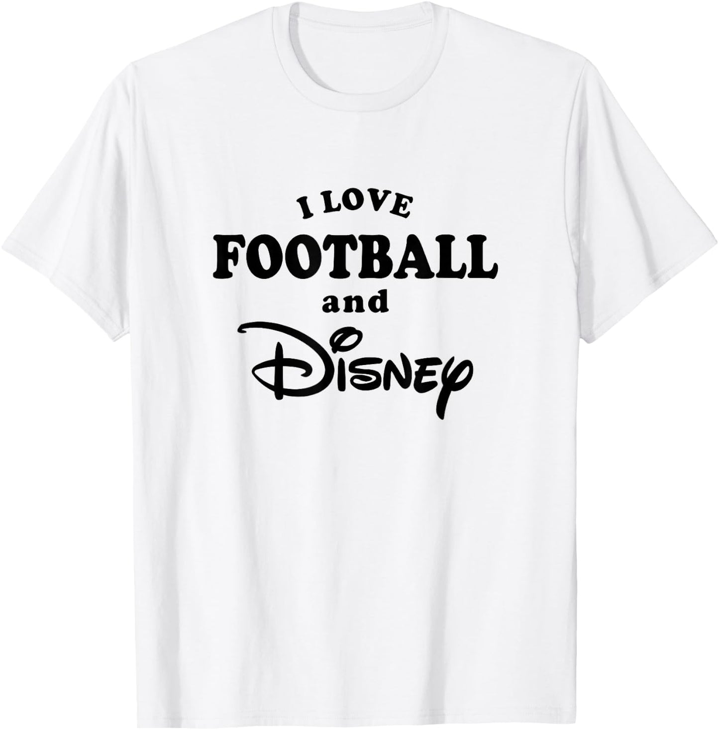 Disney I Love Football And Disney Bold Text Big Chest Logo T-Shirt - T-Shirt | White