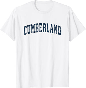 Cumberland Rhode Island RI Vintage Sports Design Navy Design T-Shirt - T-Shirt | White