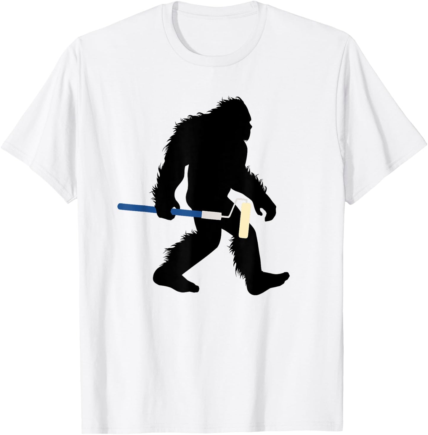 Bigfoot With Paint Roller Sasquatch Home Painter T-Shirt - T-Shirt | White