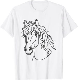 Line Art Dad Mom Horse - Haflinger Horse T-Shirt - T-Shirt | White