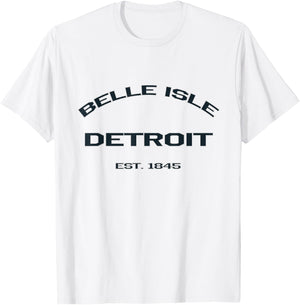 Belle Isle Detroit Dark Lettering Landmark T-Shirt - T-Shirt | White