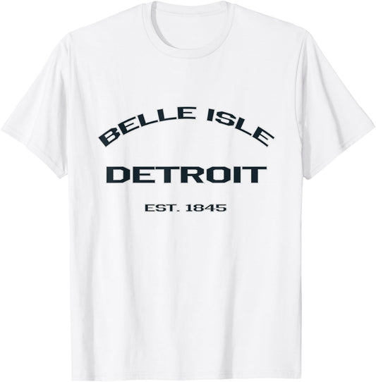 Belle Isle Detroit Dark Lettering Landmark T-Shirt - T-Shirt | White