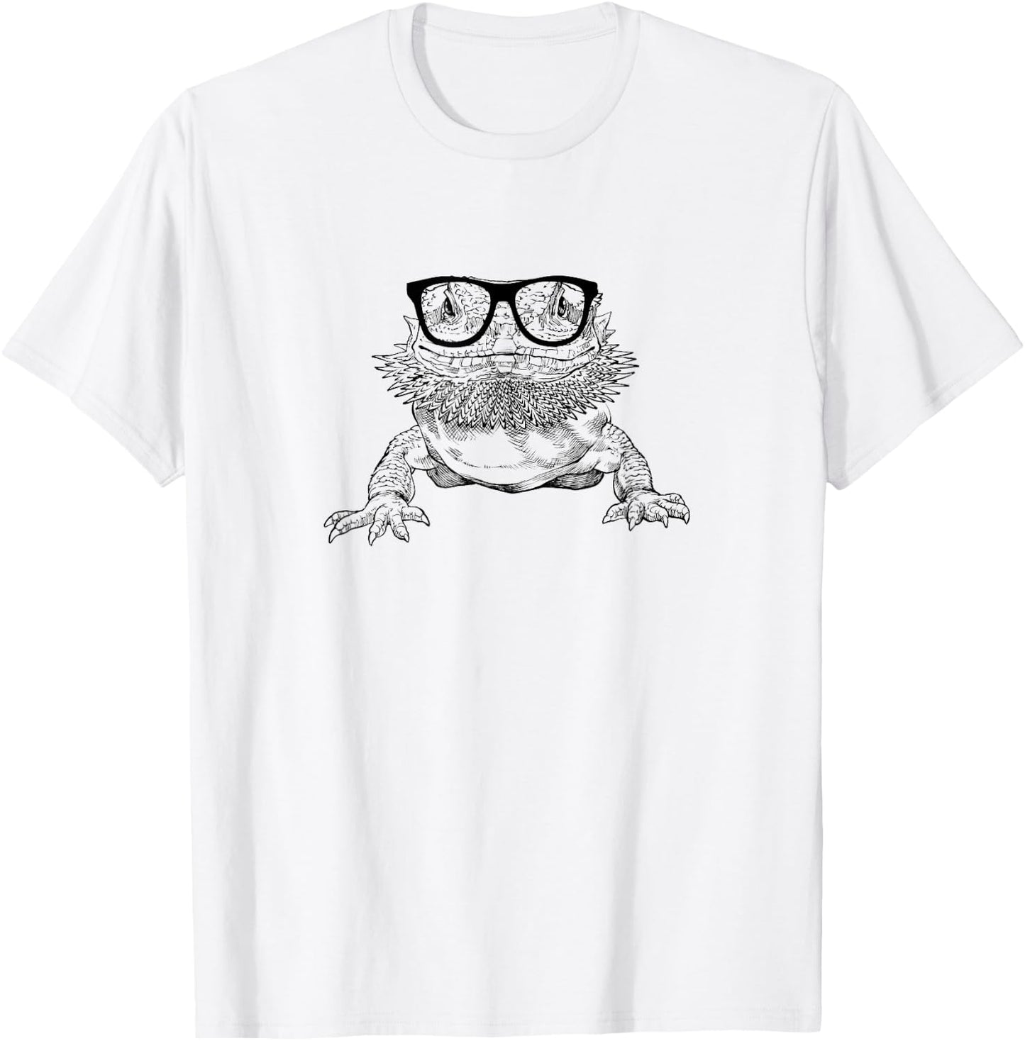 The Pawster Bearded Dragon Nerdy Glasses Animal T-Shirt - T-Shirt | White