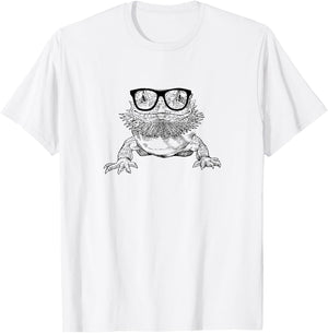 The Pawster Bearded Dragon Nerdy Glasses Animal T-Shirt - T-Shirt | White