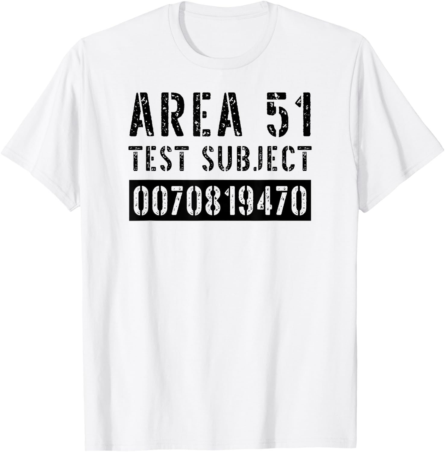 Area 51 Test Subject Costume Roswell Alien UFO Conspiracy T-Shirt - T-Shirt | White