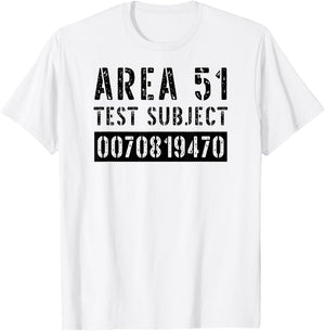 Area 51 Test Subject Costume Roswell Alien UFO Conspiracy T-Shirt - T-Shirt | White