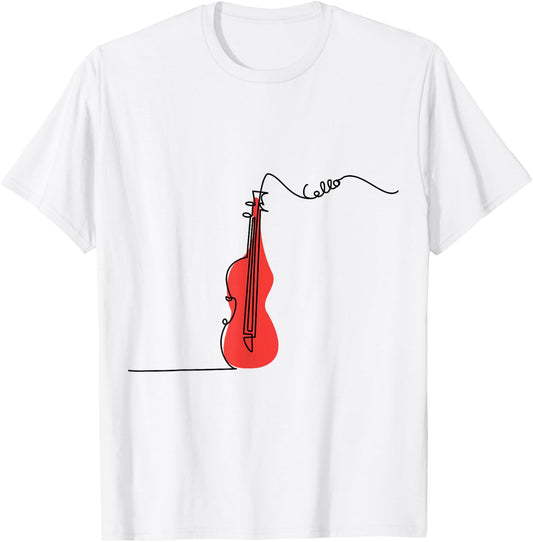 Cellist Music Orchestra Design One-Line Cello Small T-Shirt - T-Shirt | White