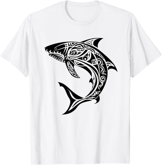 Tribal Shark Shirt - Maori Shirt - Hawaiian Tribal T-Shirt - T-Shirt | White