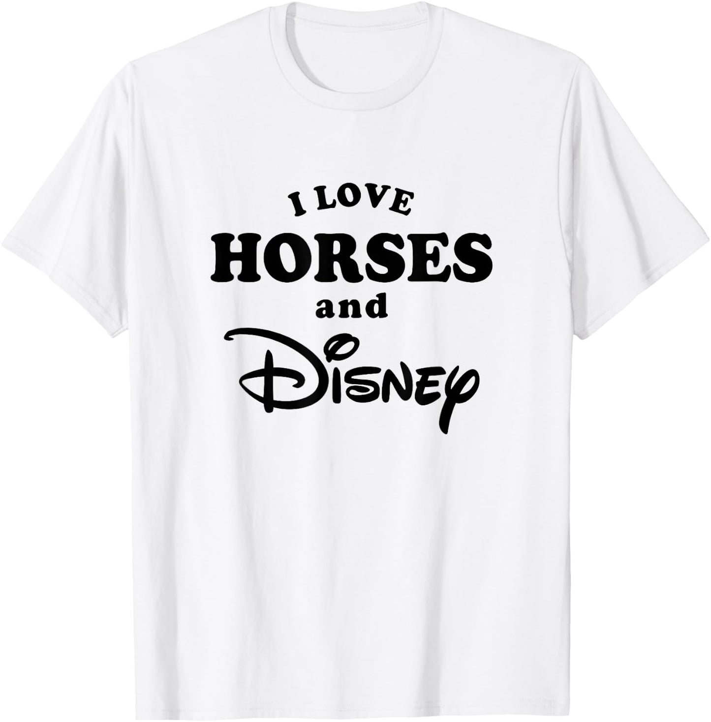 Disney I Love Horses And Disney Bold Text Big Chest Logo T-Shirt - T-Shirt | White