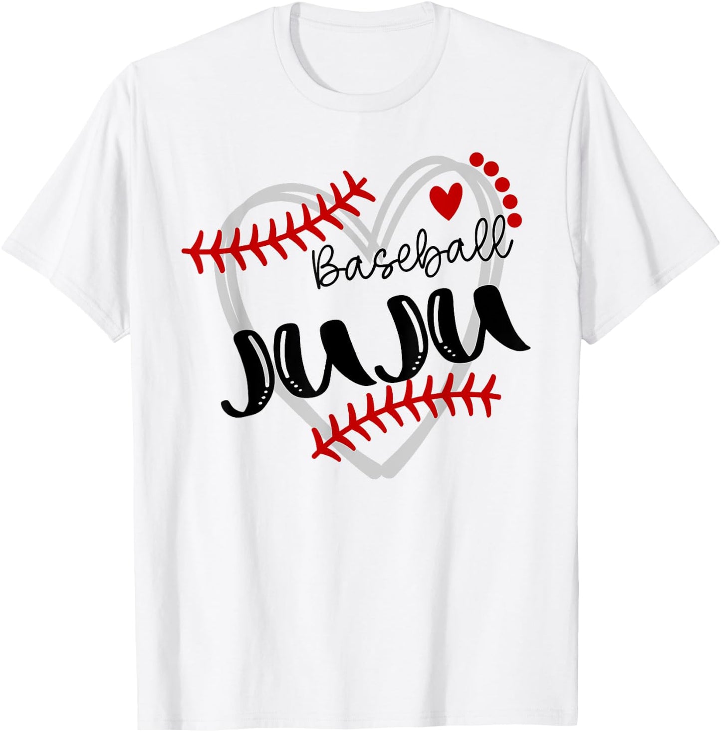 Personalized Baseball Heart Cute Juju Men Women T-Shirt - T-Shirt | White