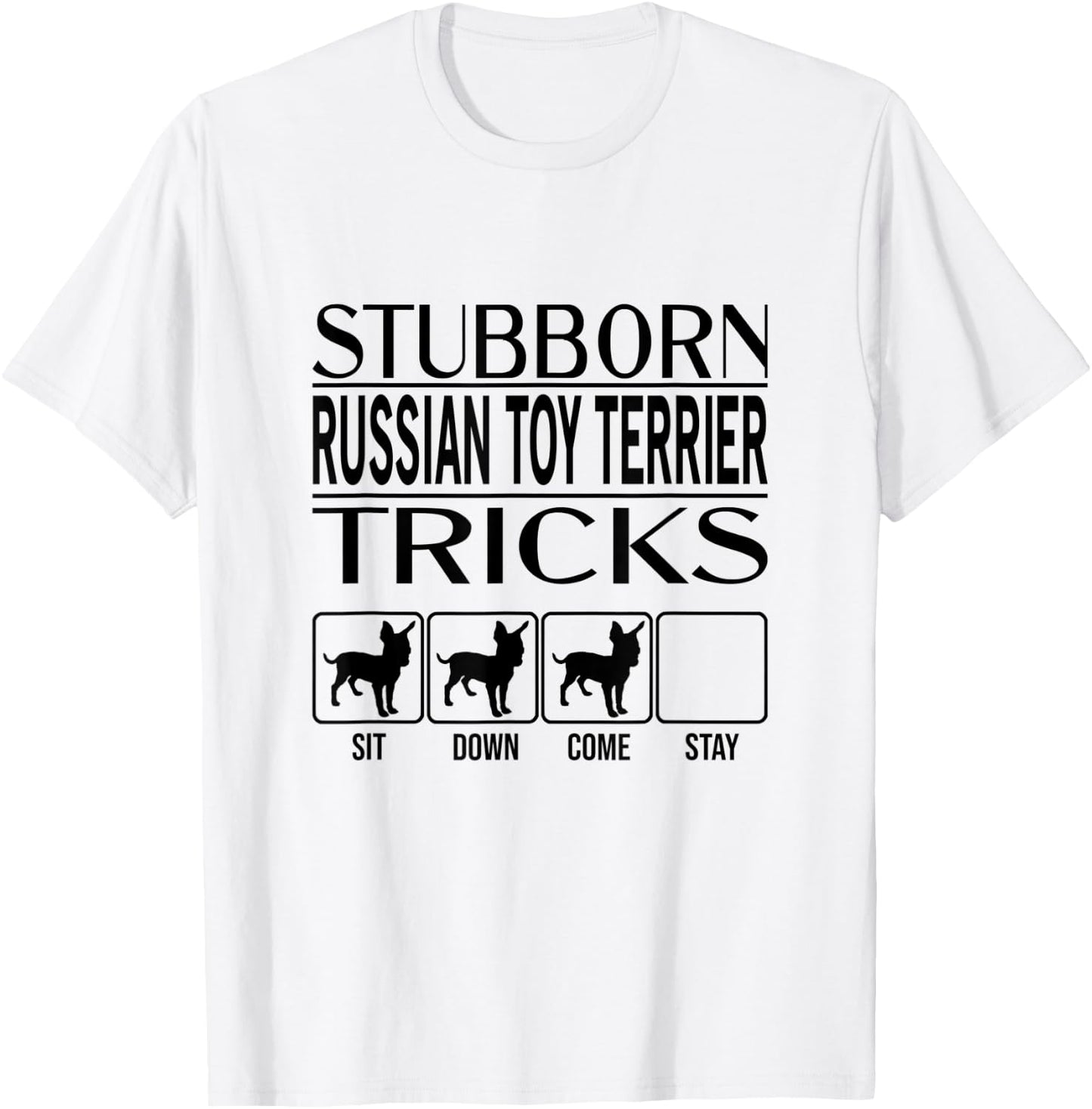 Stubborn Dog Tricks, dog gift, Funny Russian Toy Terrier Men Women Kids T-Shirt - T-Shirt | White