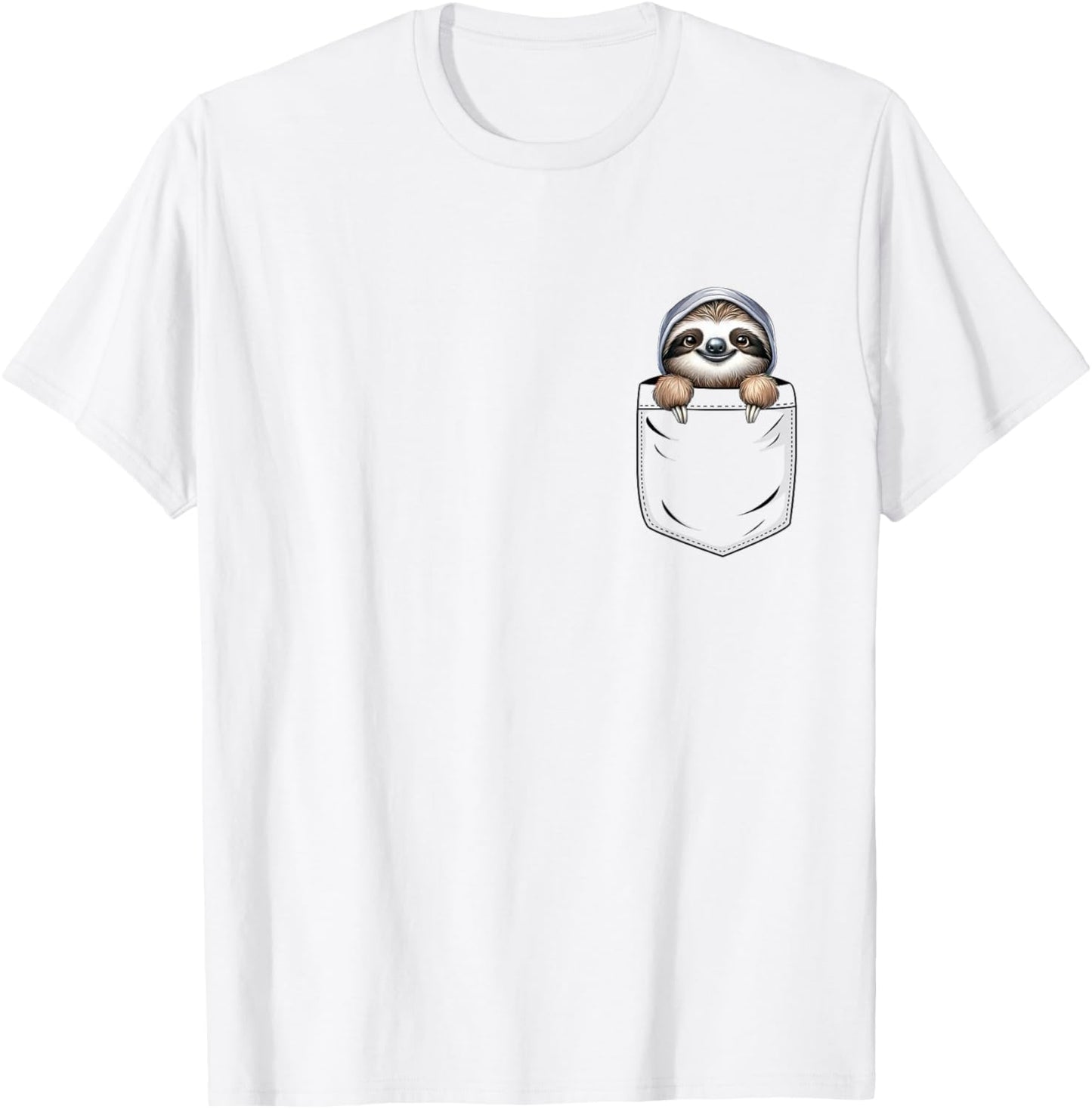 Sloth Lovers Cute Funny Sloth In Pocket T-Shirt - T-Shirt | White
