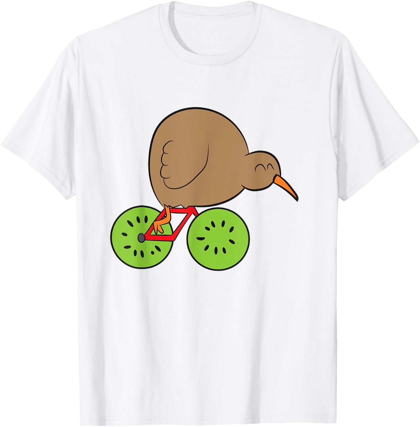 Funny Kiwi Fruit And Kiwi Bird New Zealand Cycling Kiwi Bird T-Shirt - T-Shirt | White