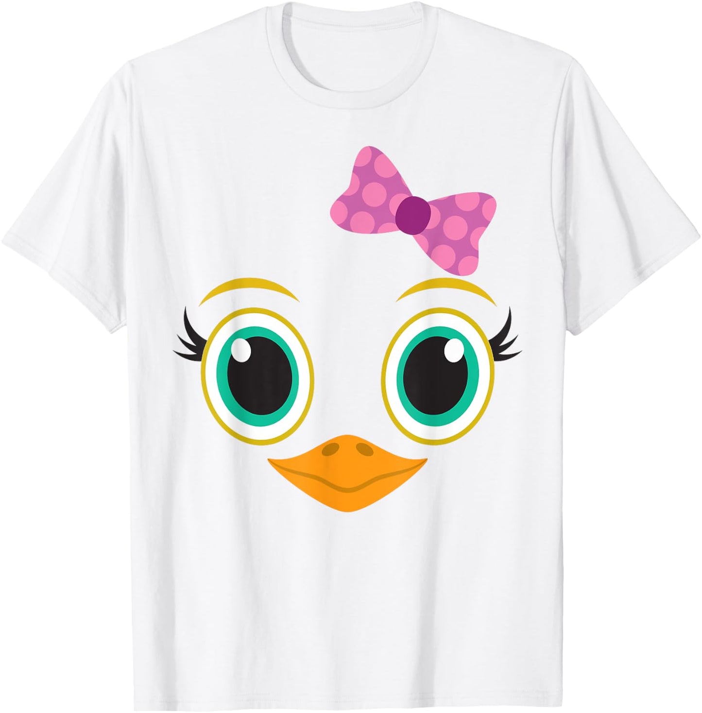 Funny Halloween Costume for Girls w/ Bow - Cute Chick Face T-Shirt - T-Shirt | White
