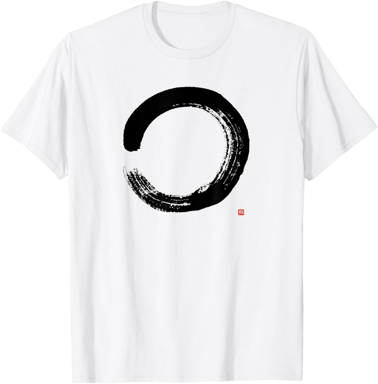 Zen Enso Circle Hand-brushed Japanese Zen Enso Calligraphy T-Shirt - T-Shirt | White