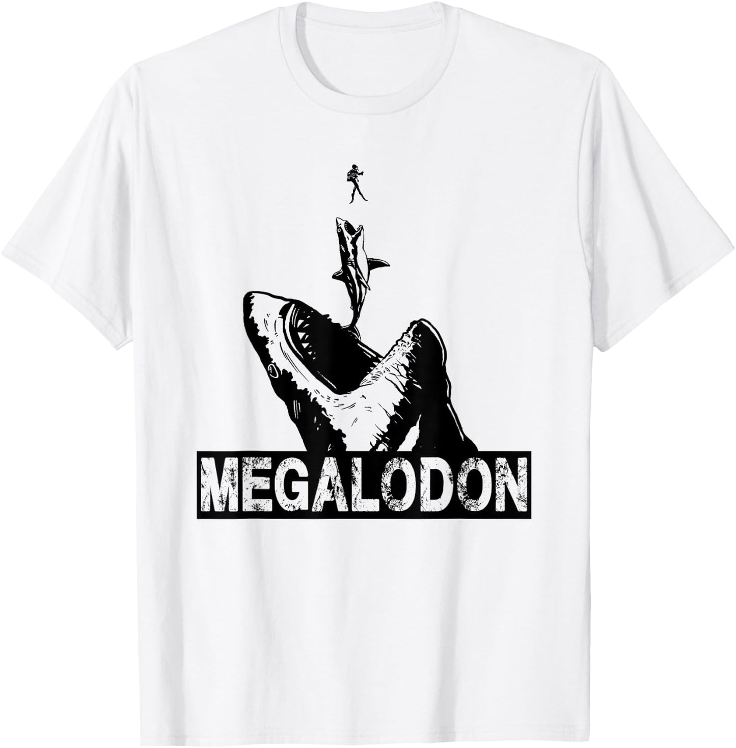 Megalodon Great White Shark Giant Shark Lover Diver T-Shirt - T-Shirt | White