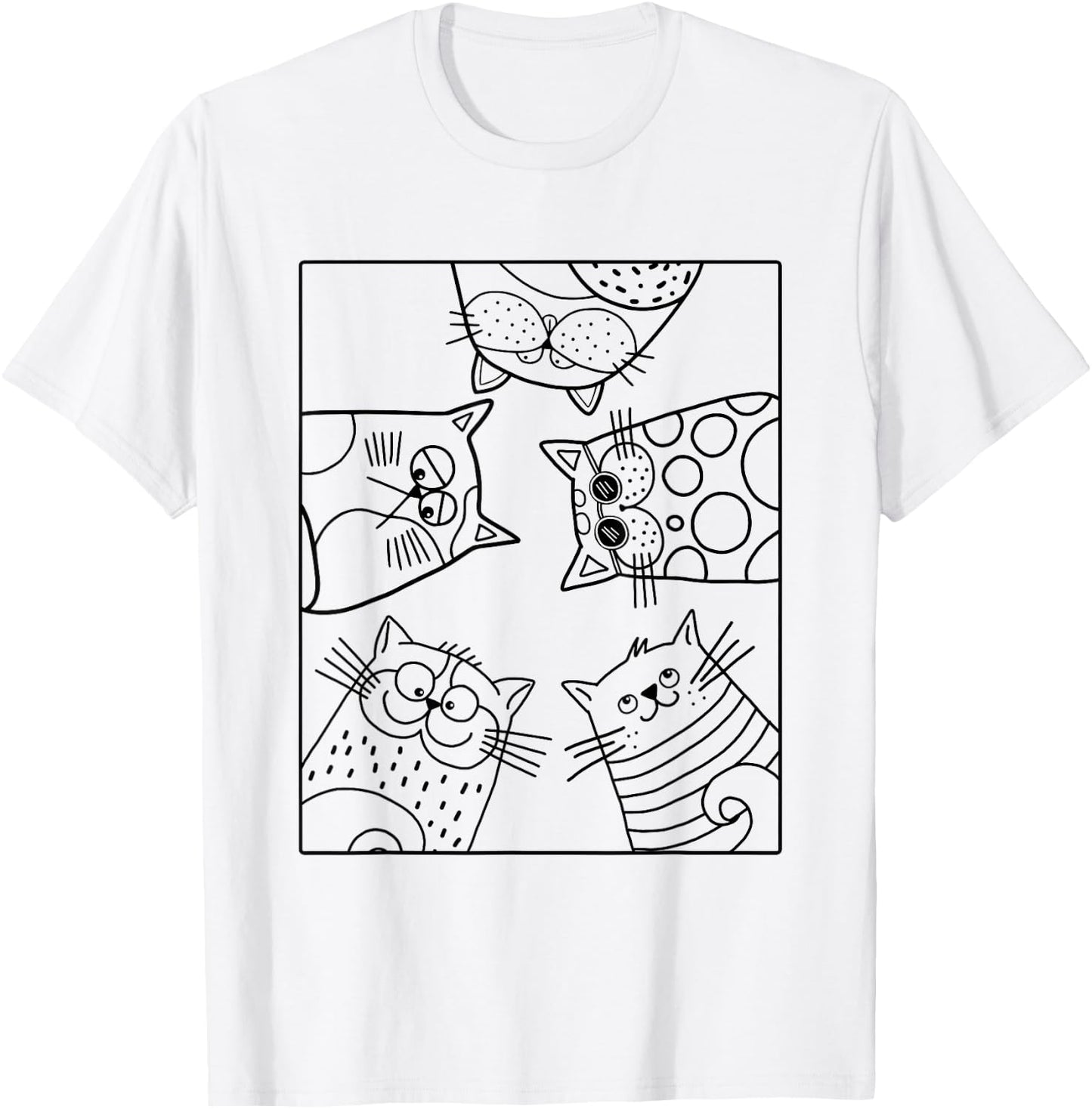 Coloring shirt for kids. Funny cats DIY to paint on T-Shirt - T-Shirt | White