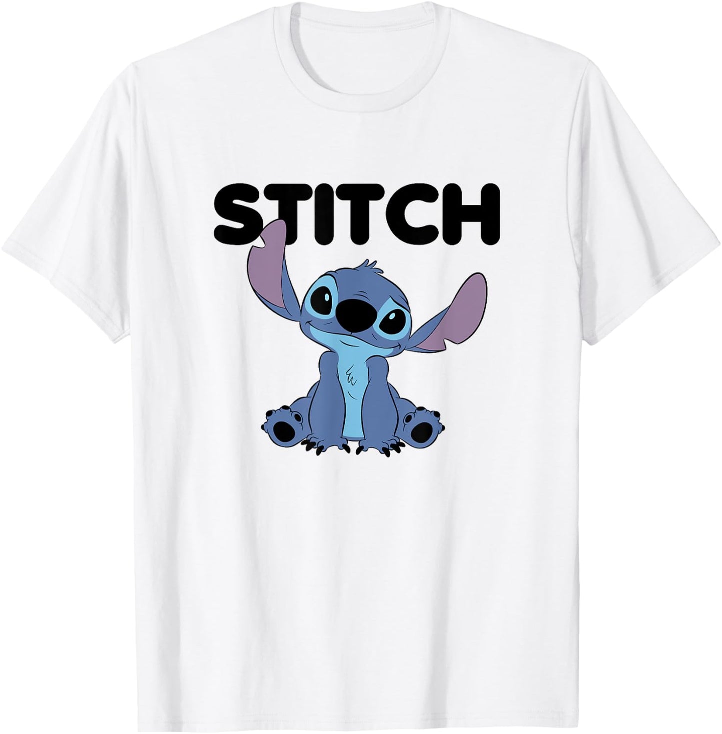 Disney Lilo & Stitch Cute Happy Stitch Big Chest Portrait T-Shirt - T-Shirt | White
