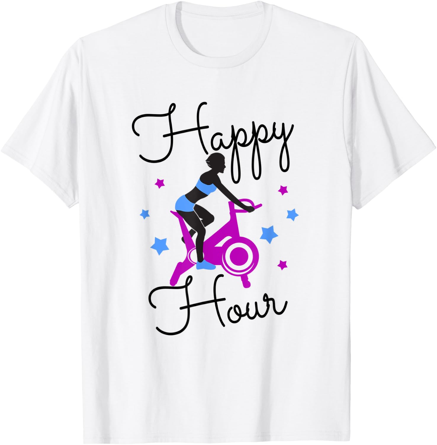 Funny Spin Class Happy Hour Indoor Cycling Spinning T-Shirt - T-Shirt | White