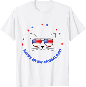 Funny Memorial Day Cat MEOWMorial Day T-Shirt - T-Shirt | White