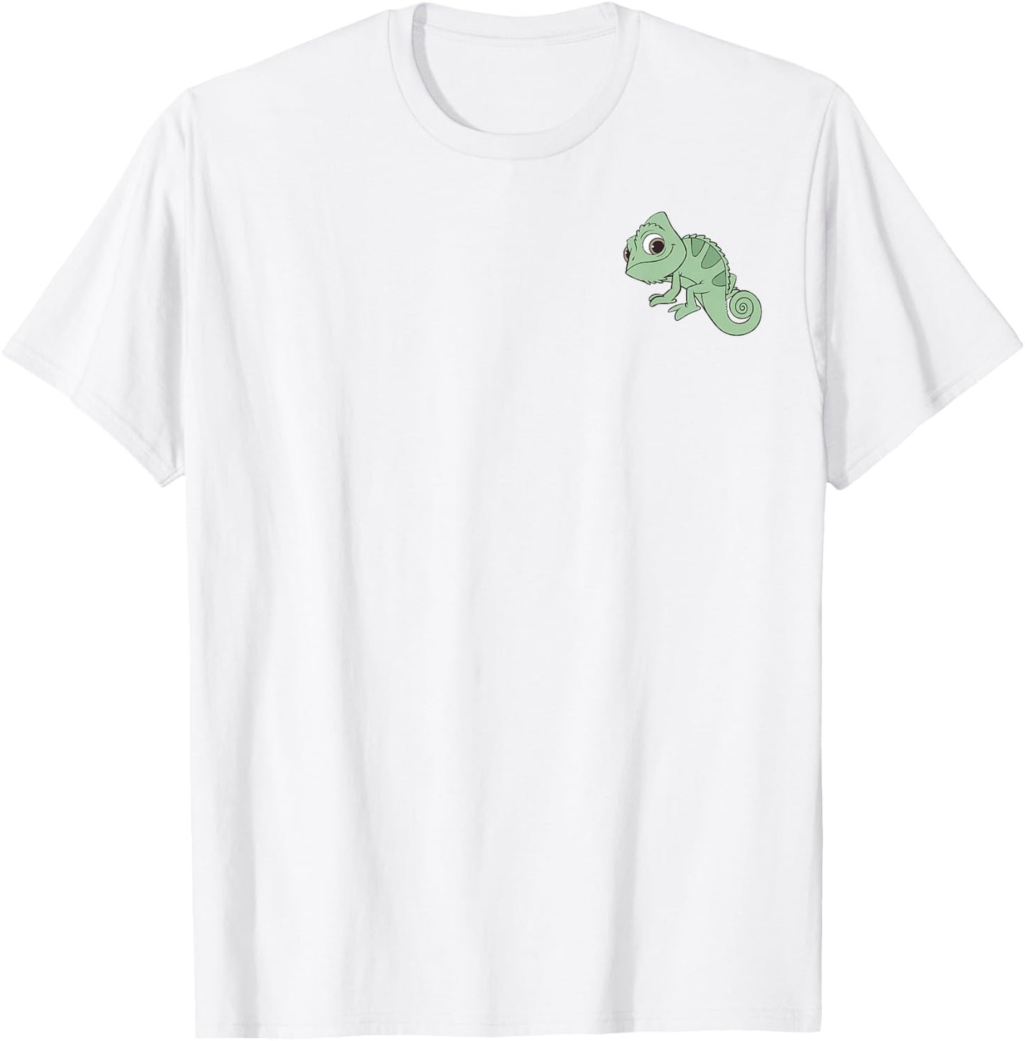 Disney Tangled Pascal Cute Pose Left Chest Pocket Logo T-Shirt - T-Shirt | White