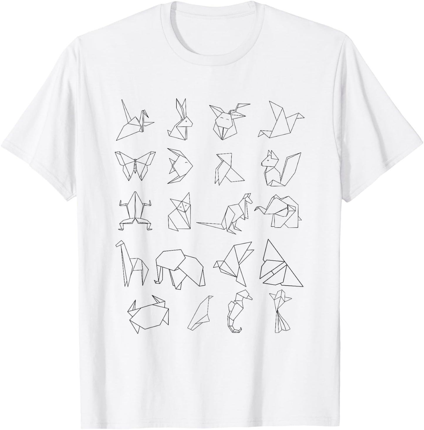 Origami Animal Set Japanese Otaku Japan Paper Minimalist Art T-Shirt - T-Shirt | White
