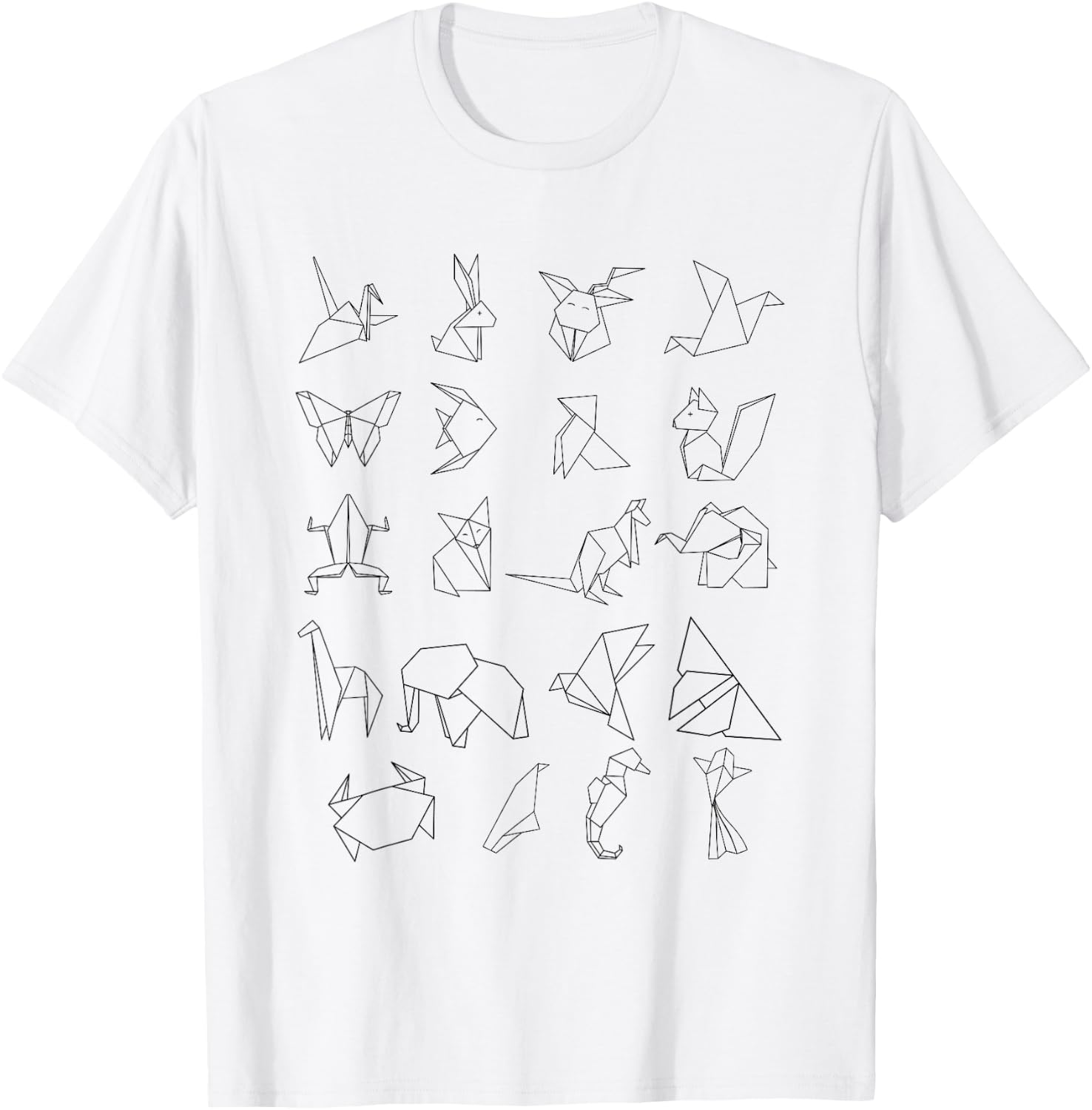 Origami Animal Set Japanese Otaku Japan Paper Minimalist Art T-Shirt - T-Shirt | White