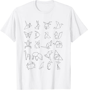 Origami Animal Set Japanese Otaku Japan Paper Minimalist Art T-Shirt - T-Shirt | White