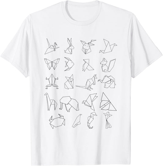 Origami Animal Set Japanese Otaku Japan Paper Minimalist Art T-Shirt - T-Shirt | White