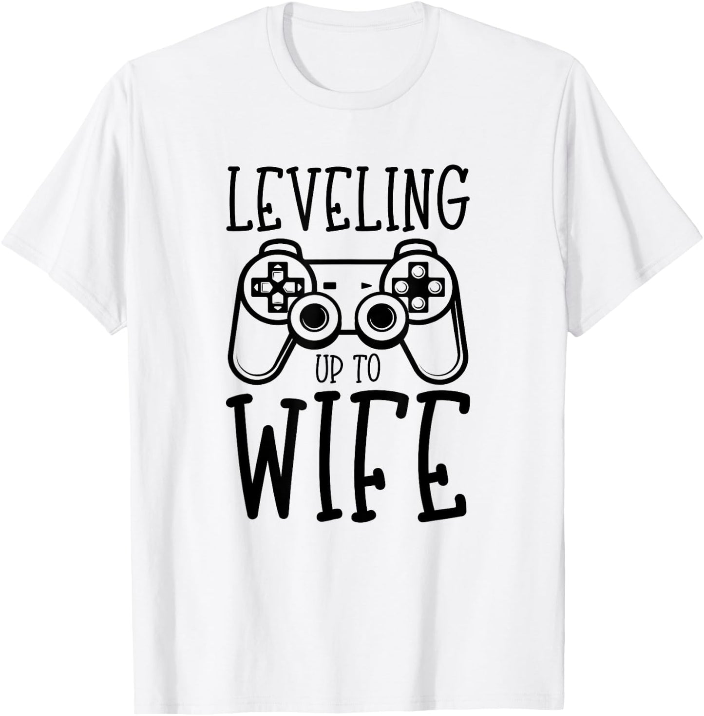 Video Game Engagement Leveling Up to Wife Funny Bride Gamer T-Shirt - T-Shirt | White