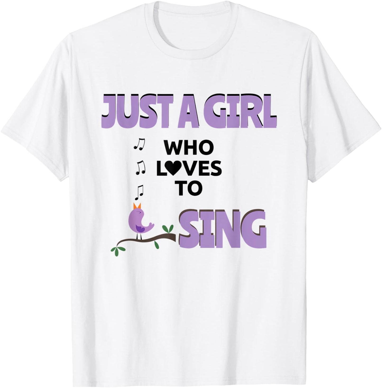 Music Lover Girl Loves To Sing Love Singing Bird Singer T-Shirt - T-Shirt | White